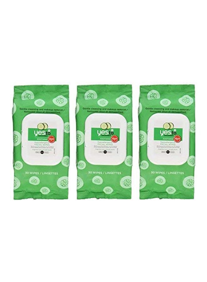 Pack Of 3 Cucumbers Soothing Hypoallergenic Facial Wipes