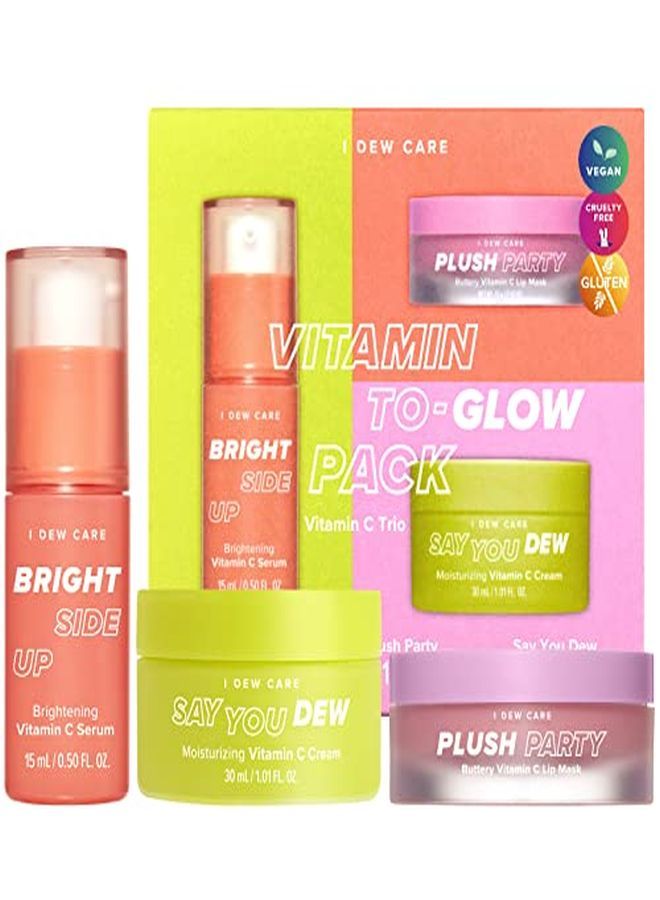 Vitamin To Glow Pack (Ver. 2) | Valentine'S Day Gifts | Brightening Vitamin C Trio With Niacinamide Vitamin E Panthenol | Serum Moisturizer Lip Mask Travel Size | Vegan KBeauty CrueltyFree