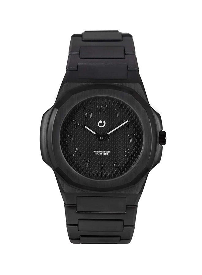 unisex Stainless Steel Analog Wrist Watch - 43 mm - Black