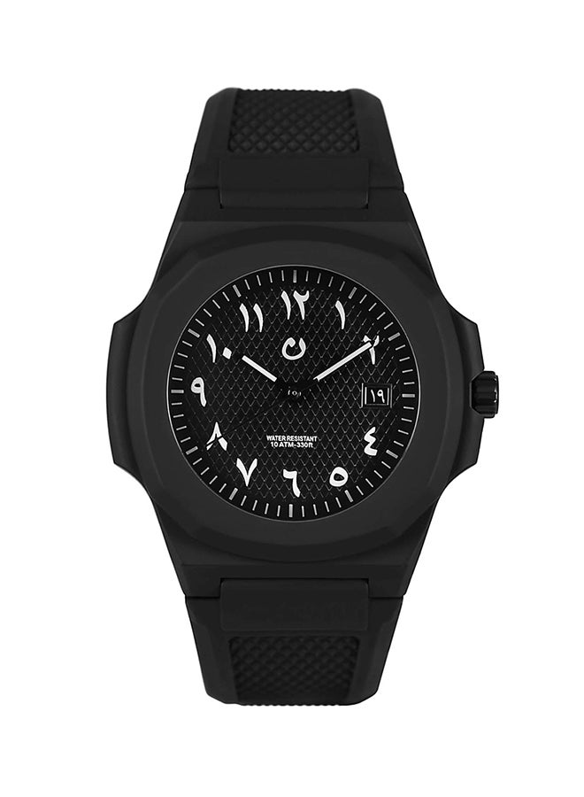 Rubber Analog Wrist Watch
 CLD - 43 mm - Black