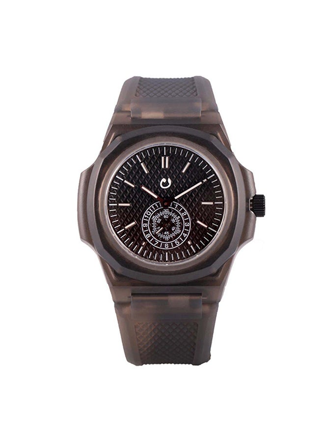 Rubber Analog Wrist Watch
 TCI - 43 mm - Black/Brown
