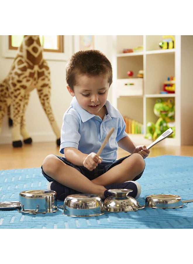 Melissa & Doug Let’s Play House – Stainless Steel Pots & Pans Play Set – Pretend Kitchen Accessories with Utensils & Rack – Realistic Toy Cookware for Kids Ages 3+ | MD4265