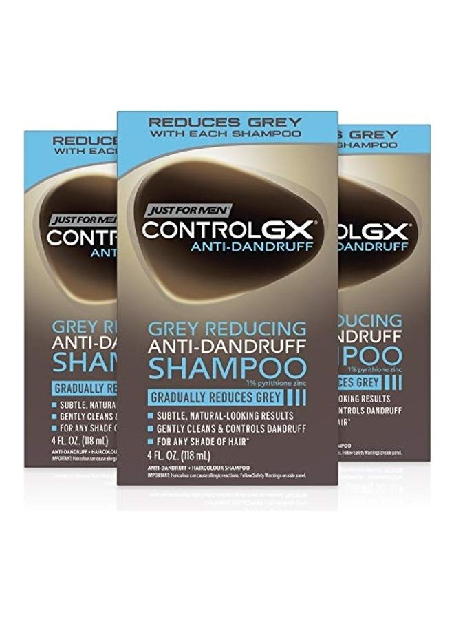 3-Piece Control GX Grey Reducing Anti-Dandruff Shampoo Set Clear 3x118ml