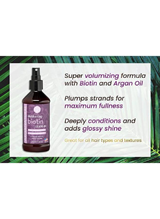 Hair Leave In Conditioner & Detangler With Thickening Biotin 8 Fl Oz Spray Bottle Helps Fortify Weak Thinning Hair