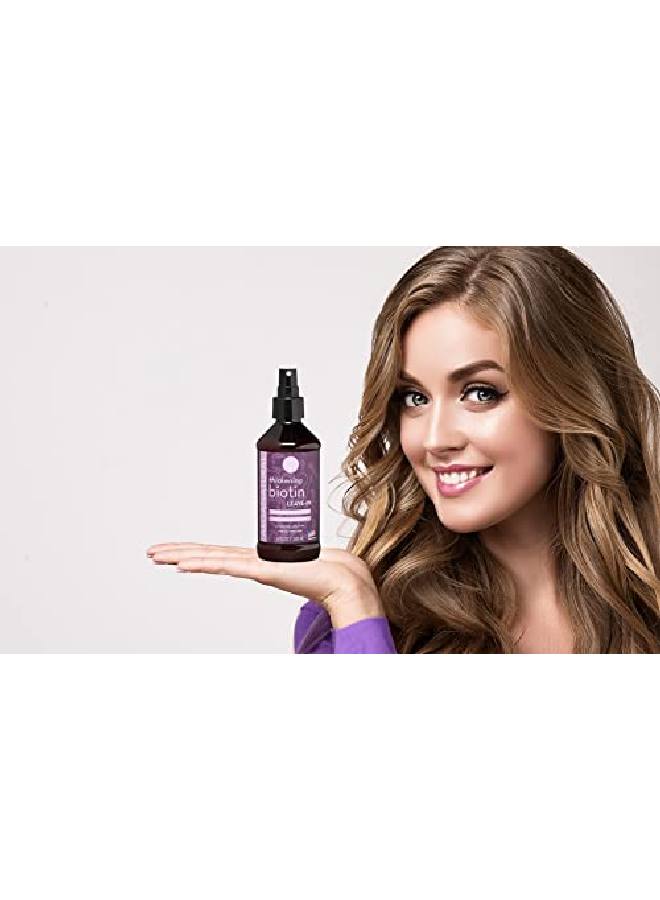 Hair Leave In Conditioner & Detangler With Thickening Biotin 8 Fl Oz Spray Bottle Helps Fortify Weak Thinning Hair