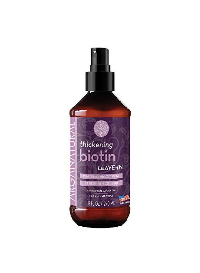 Hair Leave In Conditioner & Detangler With Thickening Biotin 8 Fl Oz Spray Bottle Helps Fortify Weak Thinning Hair