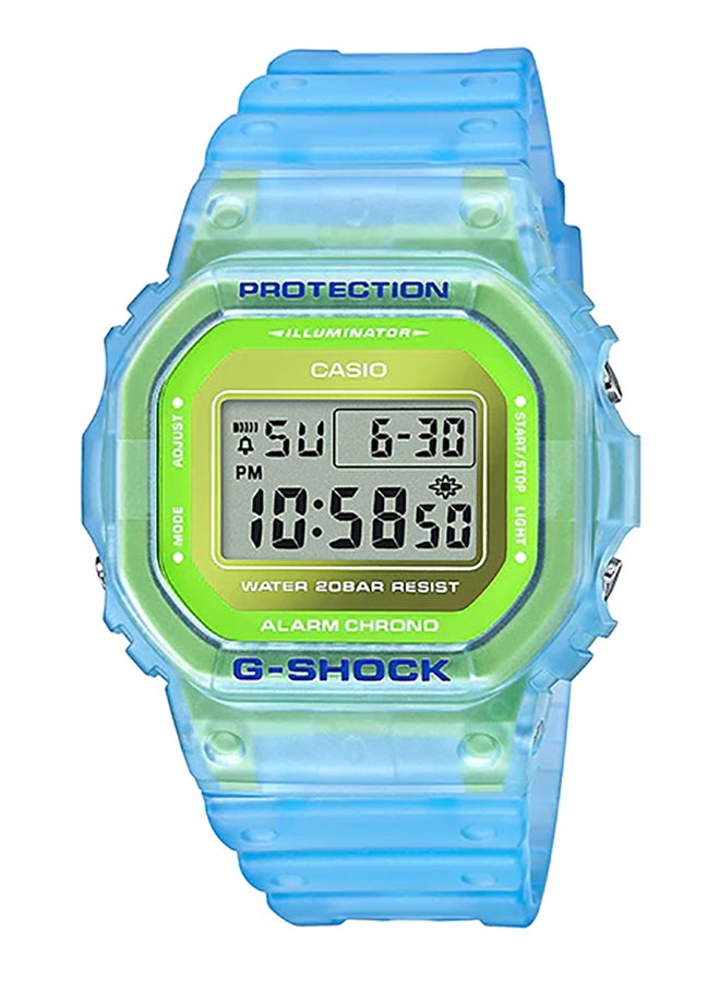 Octagon Shape Resin Band Digital Wrist Watch 53 mm - Blue - DW-5600LS-2DR