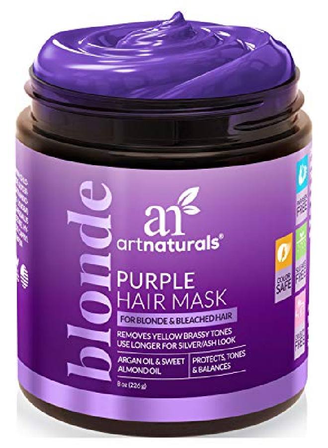 Purple Hair Mask For Blonde Silver & Platinum Hair Removes Yellow Brassy Color Repairs Dry & Bleached Hair Deep Conditioning Treatment Hair Moisturizer Sulfate Free (8 Oz/226G)