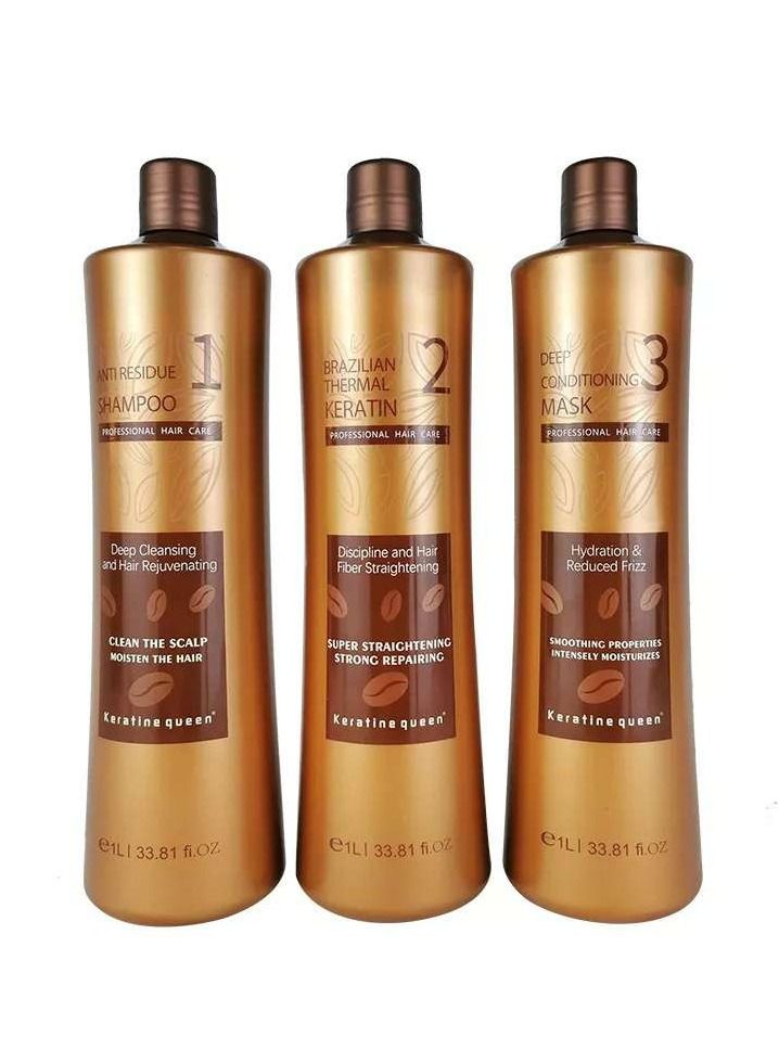 Keratine Queen Brazilian Treatment 3/Set 1L 33.81 Fl OZ