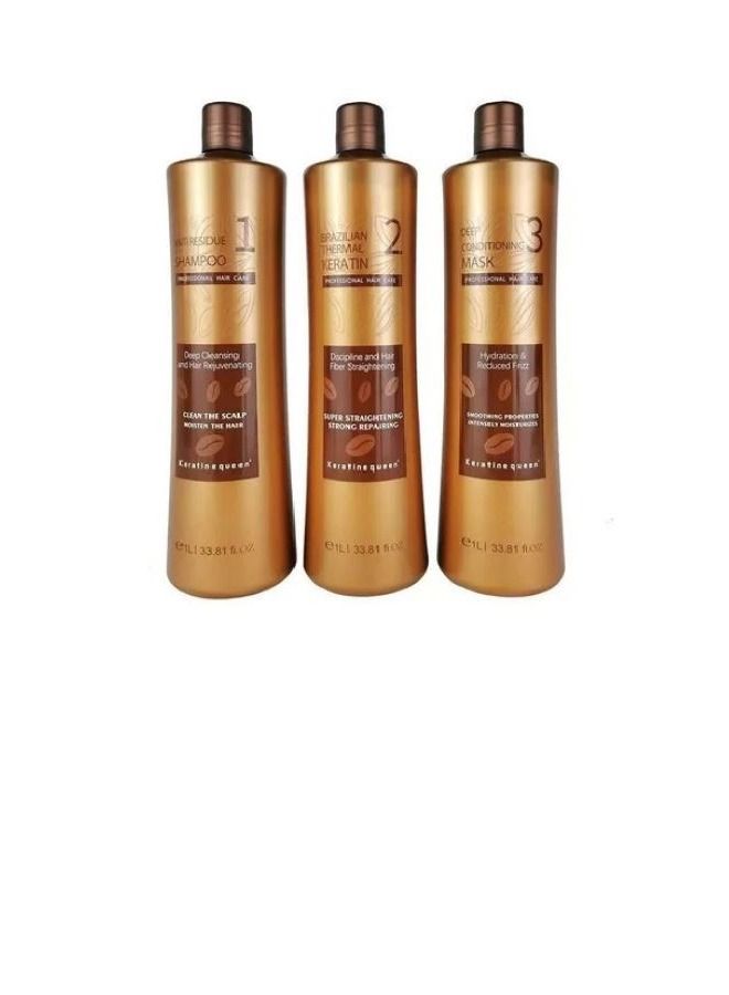 Keratine Queen Brazilian Treatment 3/Set 1L 33.81 Fl.OZ