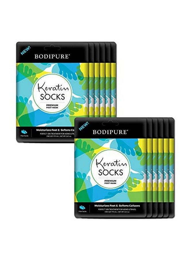 Premium Keratin Foot Socks Antiaging Moisturizing Foot Mask Socks Hydrating Foot Masks For Cracked Heels And Dry Skin Natural Ingredients Pair In A Pack (12 Pack)