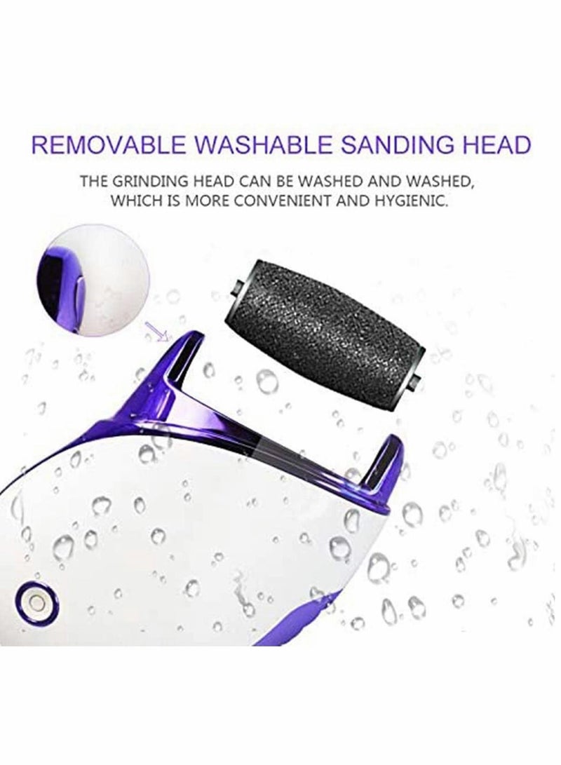 Electronic Foot File Rechargeable Callus Remover, Portable Pedicure Hard Skin Removal, Shaver for Dead Rough Dry with 3 Roller Heads and 2 Speeds