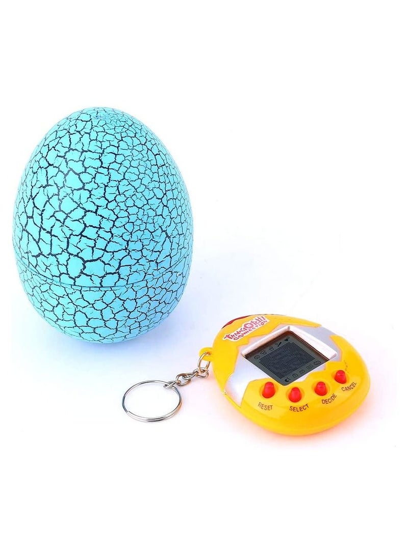 Tamagachi Virtual Pet,90s Nostalgic Cute Crack Dinosaur Egg Original Electronic Game Tumbler Kids Toys Digital Pets Keychain Blue