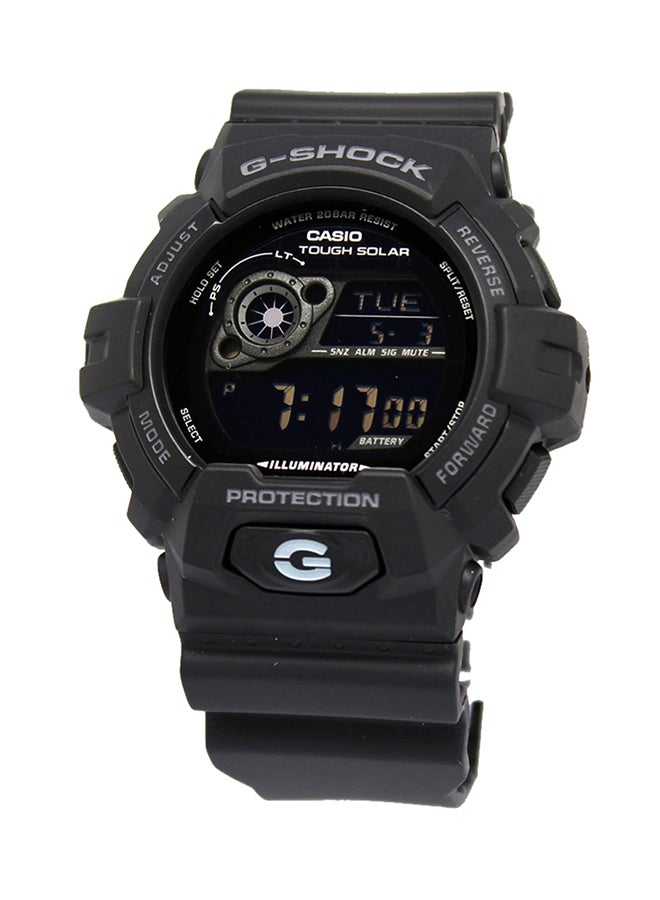 men Round Shape Resin Band Digital Wrist Watch 55 mm - Black - GR-8900A-1DR