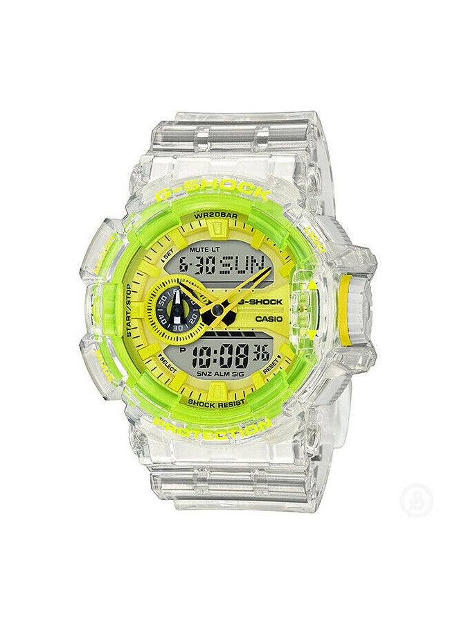 Men's Round Shape Resin Band Analog & Digital Wrist Watch - Clear - GA-400SK-1A9DR