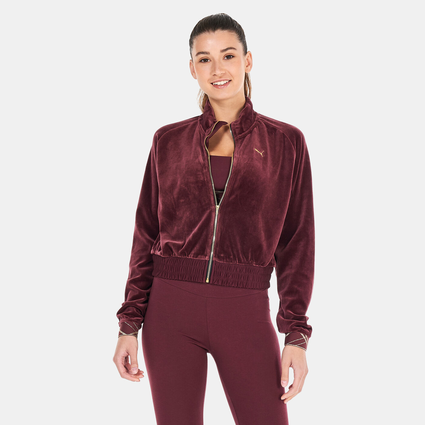 Women's Deco Glam Velour Full-Zip Training Jacket