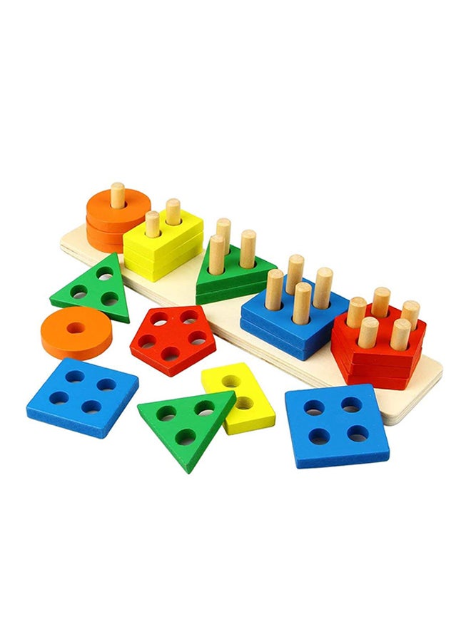 Geometric Sorting Wooden Educational Toy With 5 Shapes 30x7x6cm