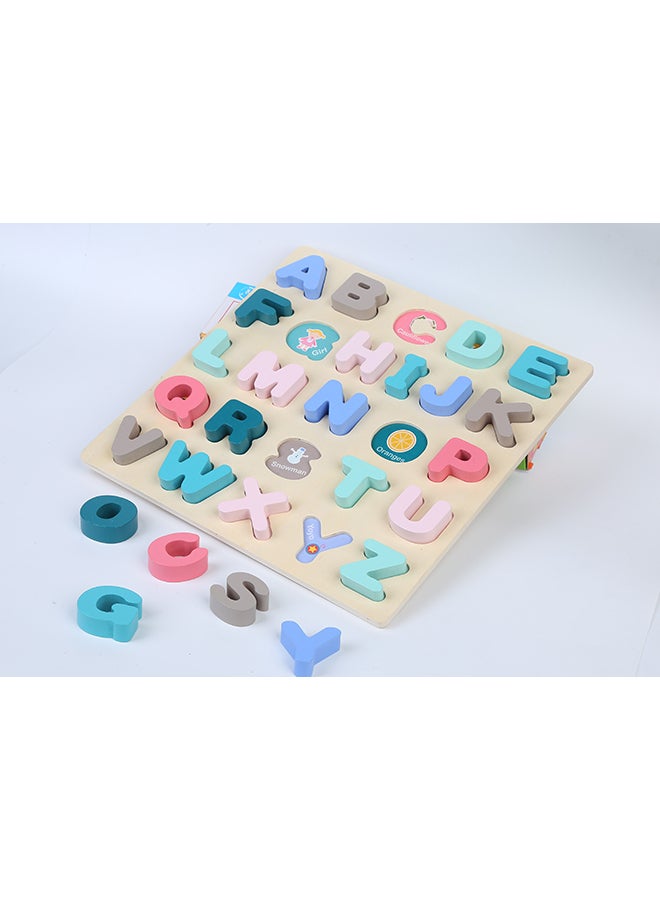 Premium Turquoise Wooden Abc Puzzle Alphabets - 26 Pieces