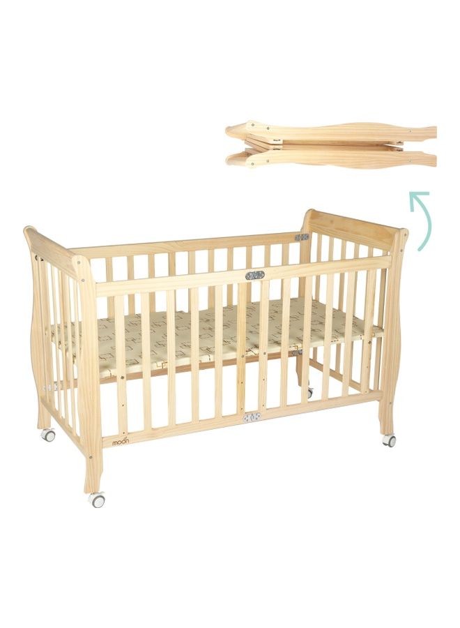 Wooden Foldable Baby Crib 129x69 x96 Cm 0 To 4 Years