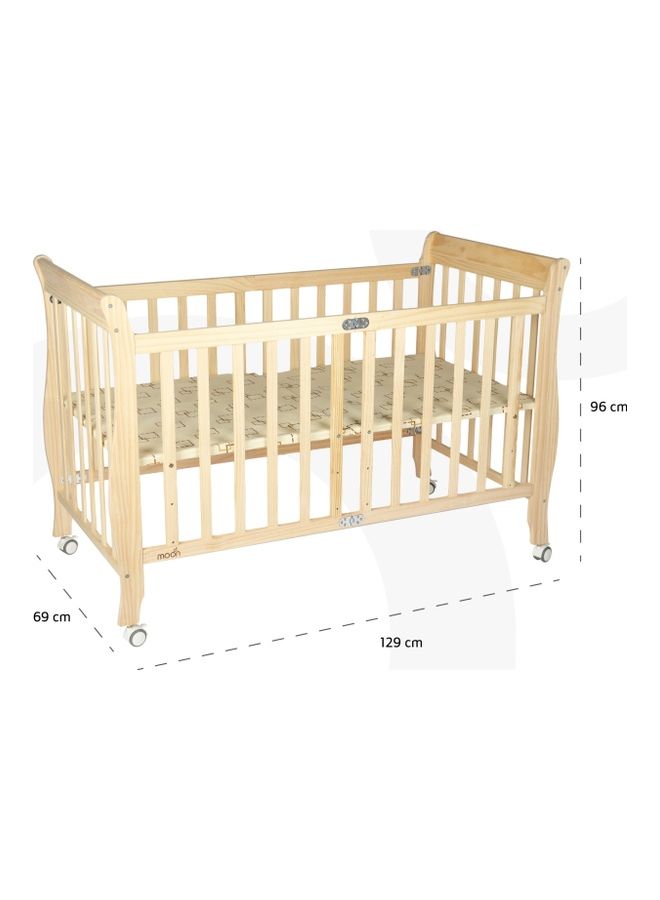 Wooden Foldable Baby Crib 129x69 x96 Cm 0 To 4 Years