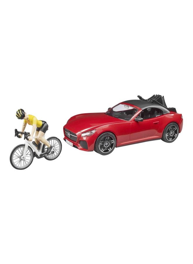 Roadster With Racing Bike And Cyclist Playset