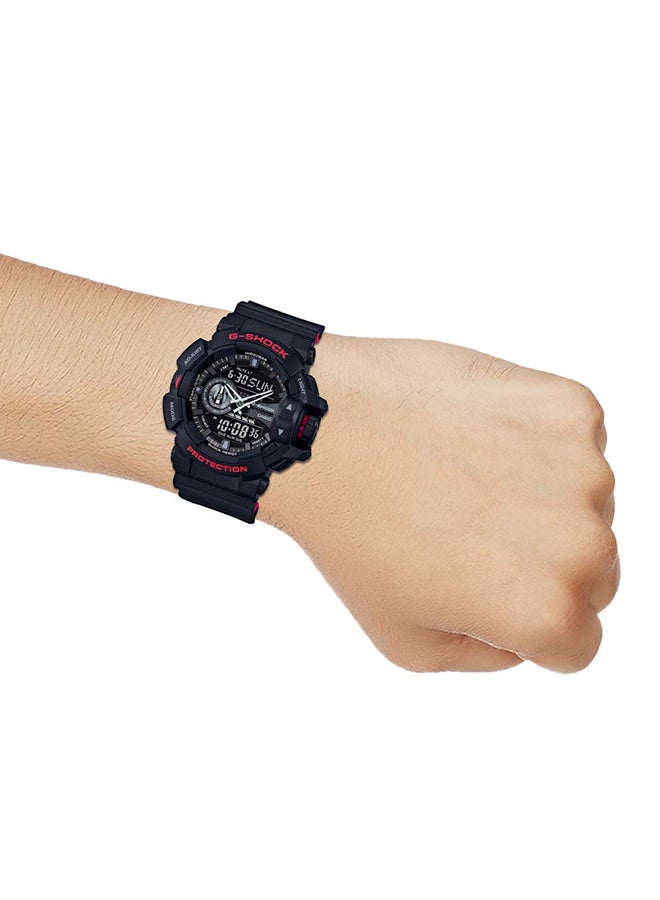 Men's Round Shape Silicone Strap Analog & Digital Wrist Watch 52 mm - Black - GA-400HR-1ADR