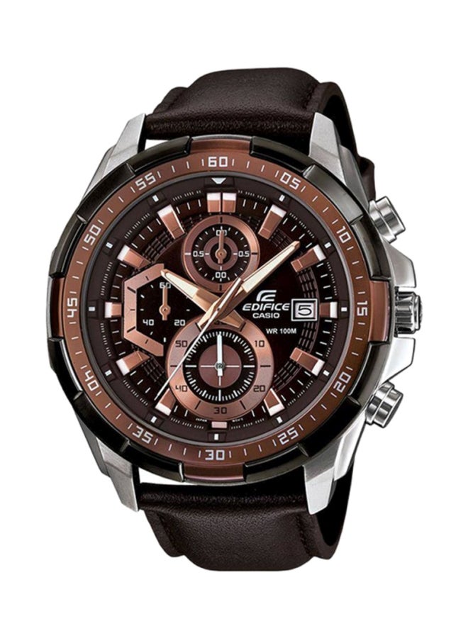 Men's Leather Analog Watch EFR-539L-5AVUDF - 54 mm - Brown