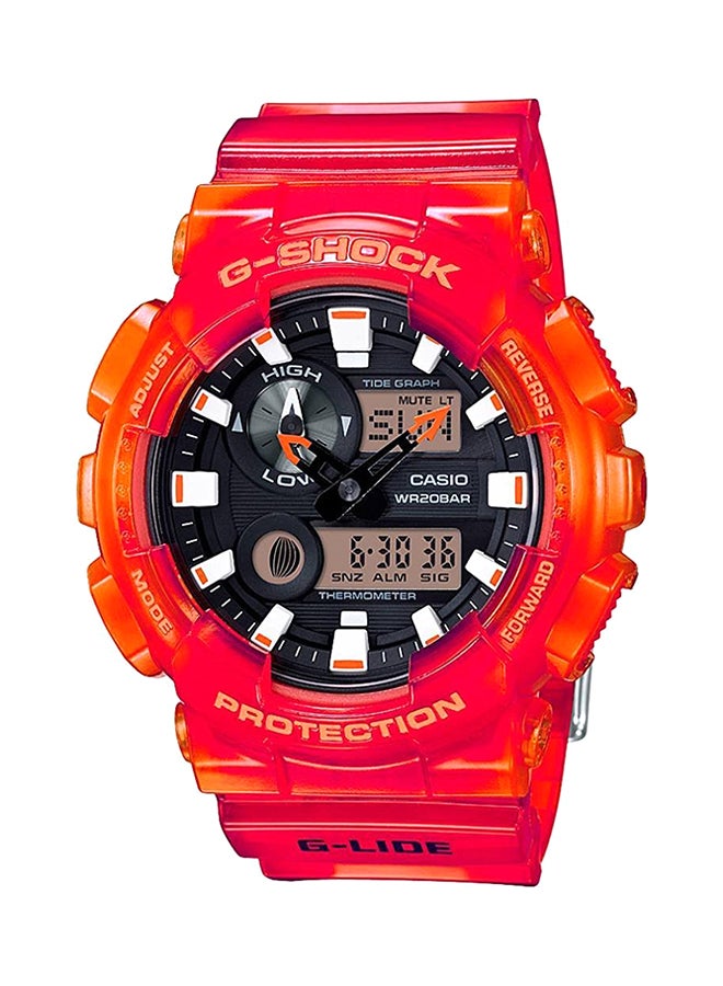 men Round Shape Resin Band Analog & Digital Wrist Watch 55 mm - Red - GAX-100MSA-4ADR