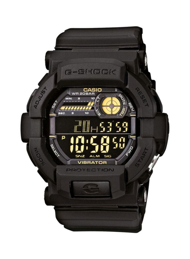 Men's Round Shape Resin Band Digital Wrist Watch 51 mm - Black - GD-350-1BDR