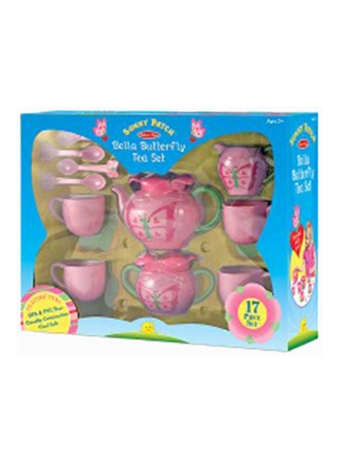 Melissa & Doug Bella Butterfly Tea Set – Pretend Play Tea Party Set for 4 with Teapot, Cups, Saucers & Spoons – Food-Safe Plastic Set for Imaginative Play & Social Skills for Kids Ages 3+ | MD6181
