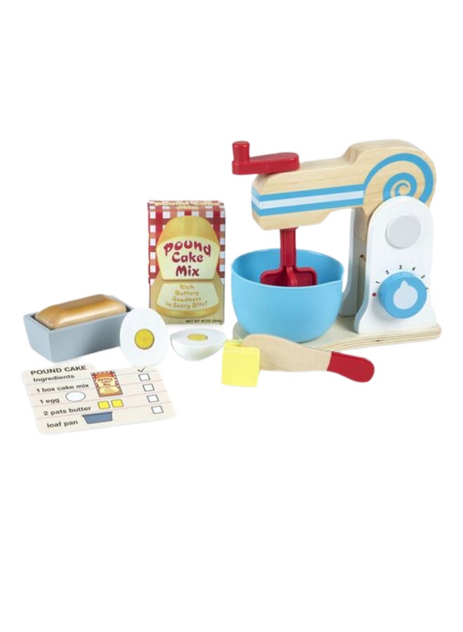 Melissa & Doug Wooden Make-a-Cake Mixer Set – 11-Piece Pretend Play Baking Set with Spinning Mixer, Bowl, Ingredients, Sliceable Egg & Baking Accessories – Toy for Kids Ages 3+ | MD9840