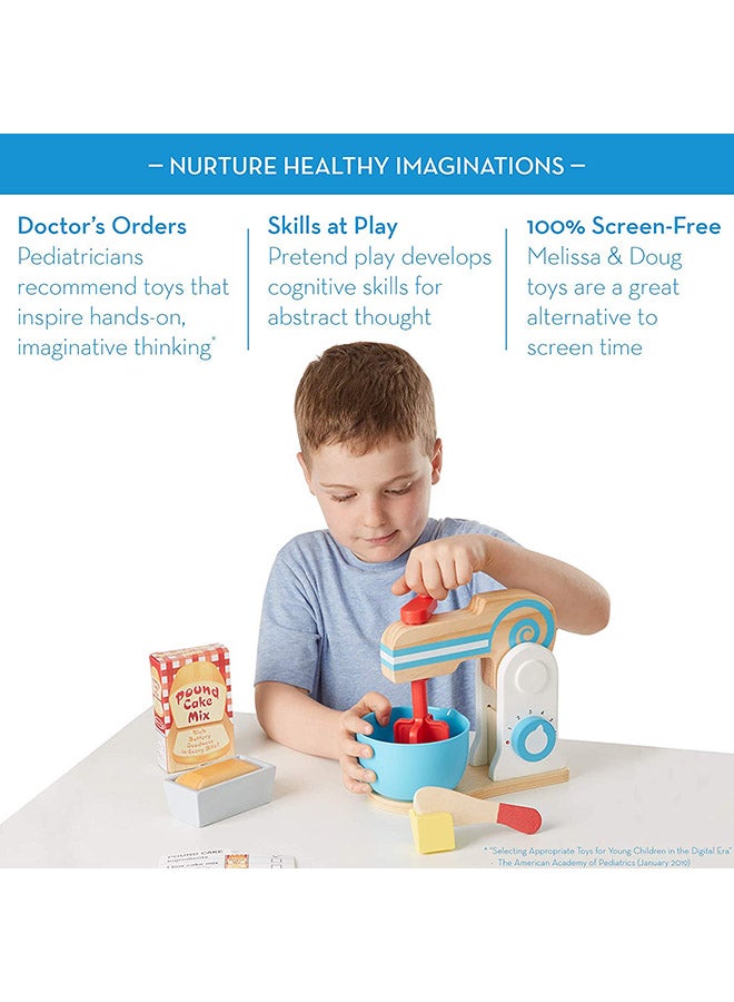 Melissa & Doug Wooden Make-a-Cake Mixer Set – 11-Piece Pretend Play Baking Set with Spinning Mixer, Bowl, Ingredients, Sliceable Egg & Baking Accessories – Toy for Kids Ages 3+ | MD9840