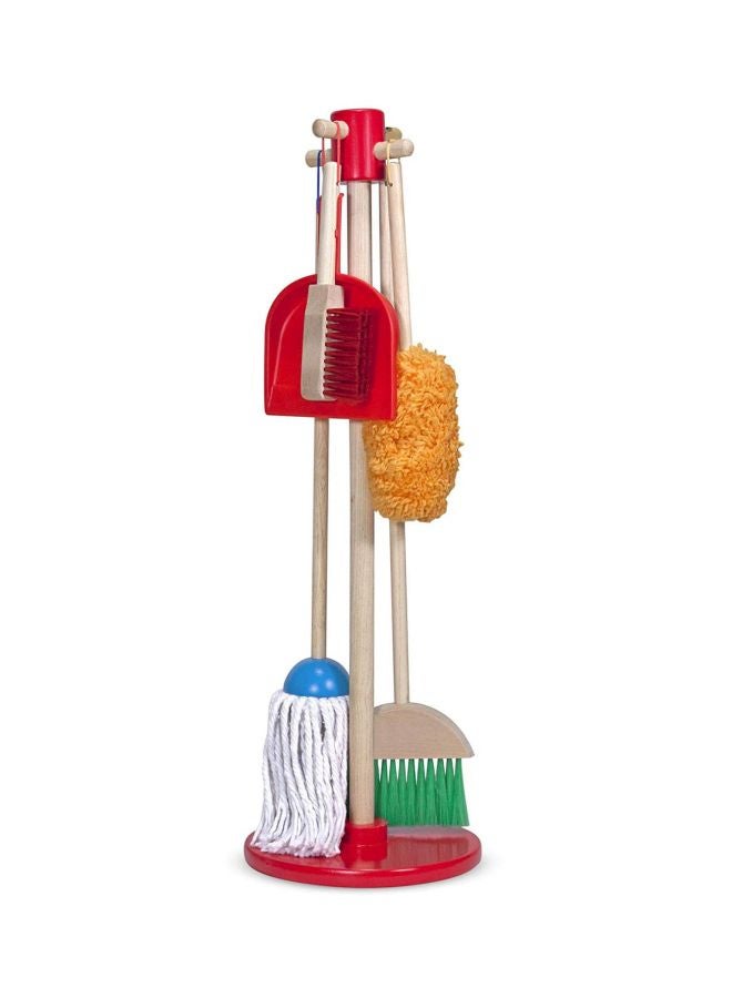 6-Piece House Cleaning Dust Sweep Mop Sturdy Wooden Handle With Storage Stand 12.7x27.94x71.12cm