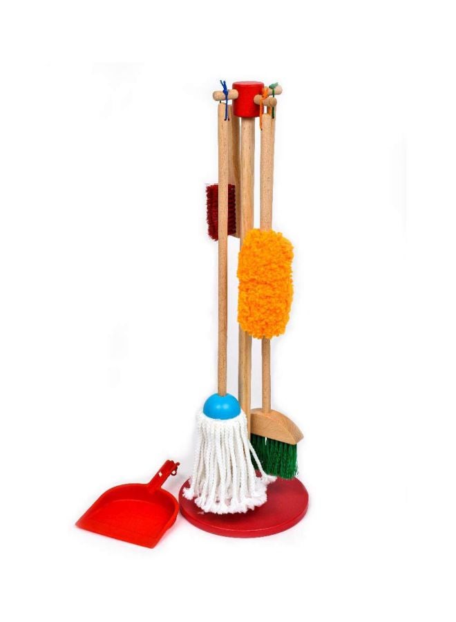 6-Piece House Cleaning Dust Sweep Mop Sturdy Wooden Handle With Storage Stand 12.7x27.94x71.12cm