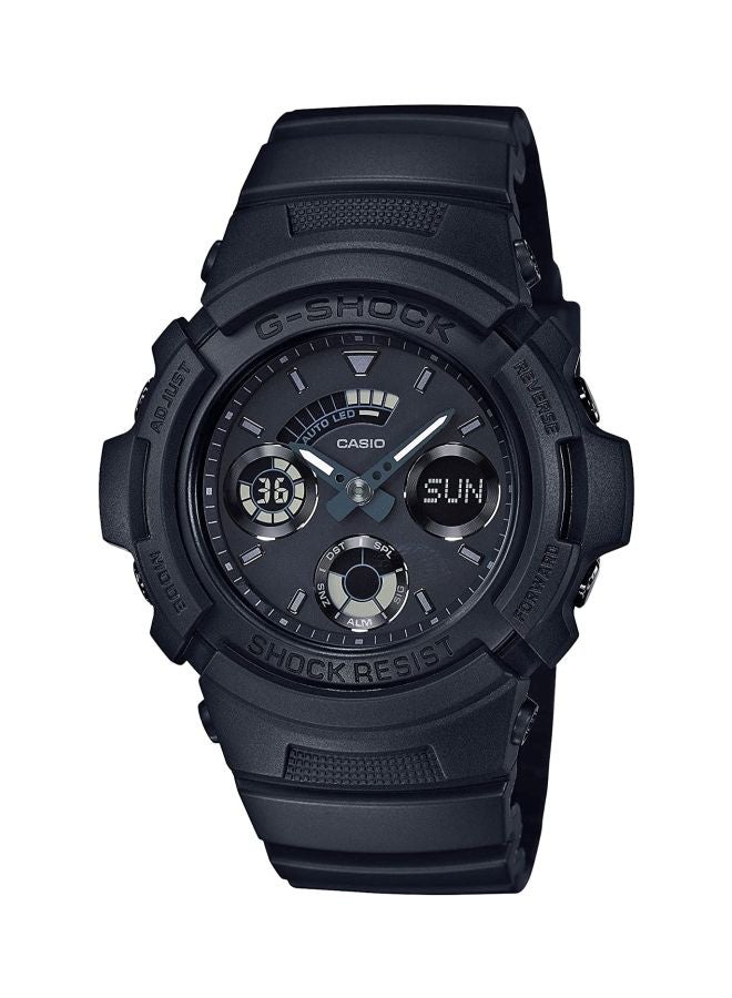 Men's Round Shape Rubber Strap Analog & Digital Wrist Watch 52 mm - Grey - AW-591BB-1ADR