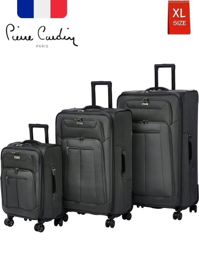 XL Size Softside Luggage Set of 3 Ultra Light Weight 4 Wheels TSA Approved