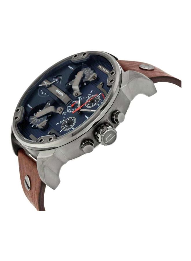 Men's Mr Daddy Dual Time Chronograph Navy Blue Dial Leather Watch DZ7314