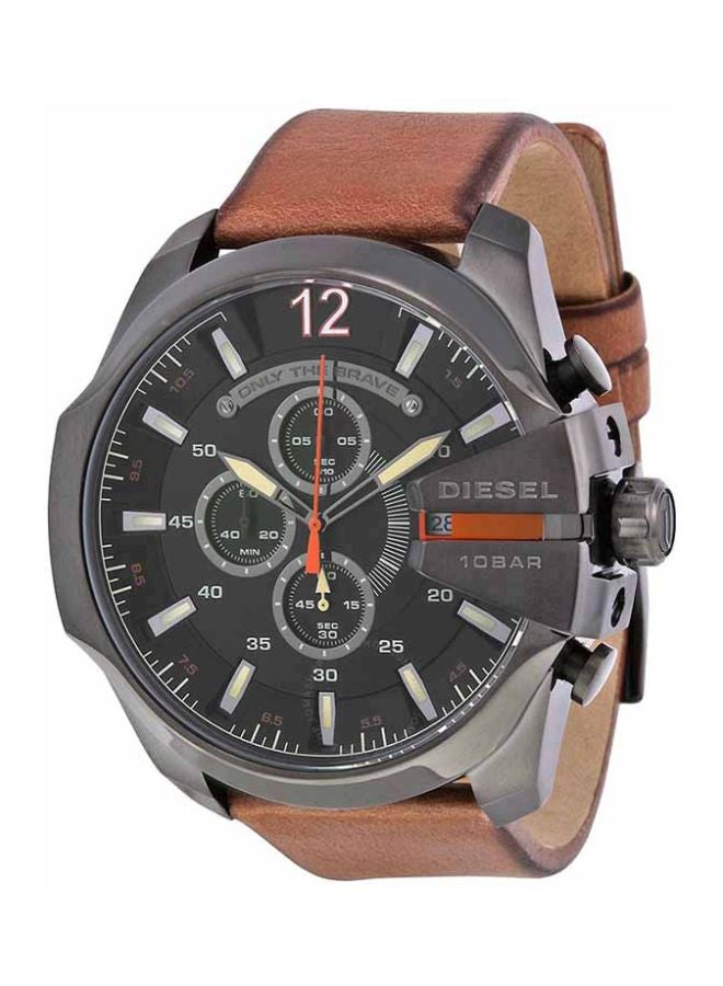 Men's Leather Chronograph Wrist Watch