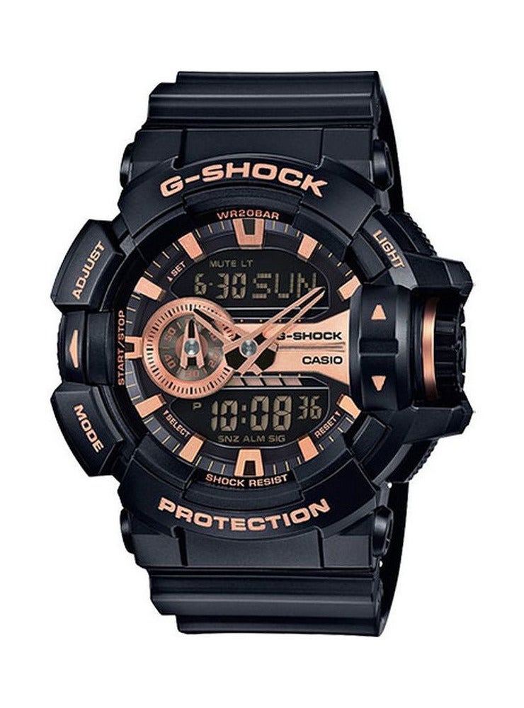 Men's Round Shape Analog & Digital Wrist Watch - Black - GA-400GB-1A4ER