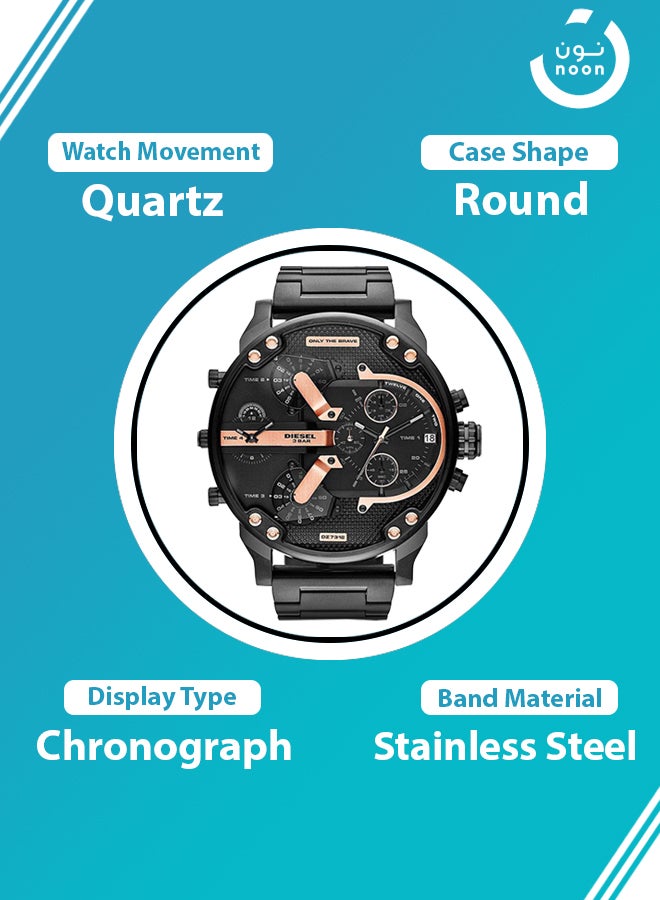 Men's Mr. Daddy 2.0 Round Shape Stainless Steel Chronograph Wrist Watch 66 mm - Black - DZ7312