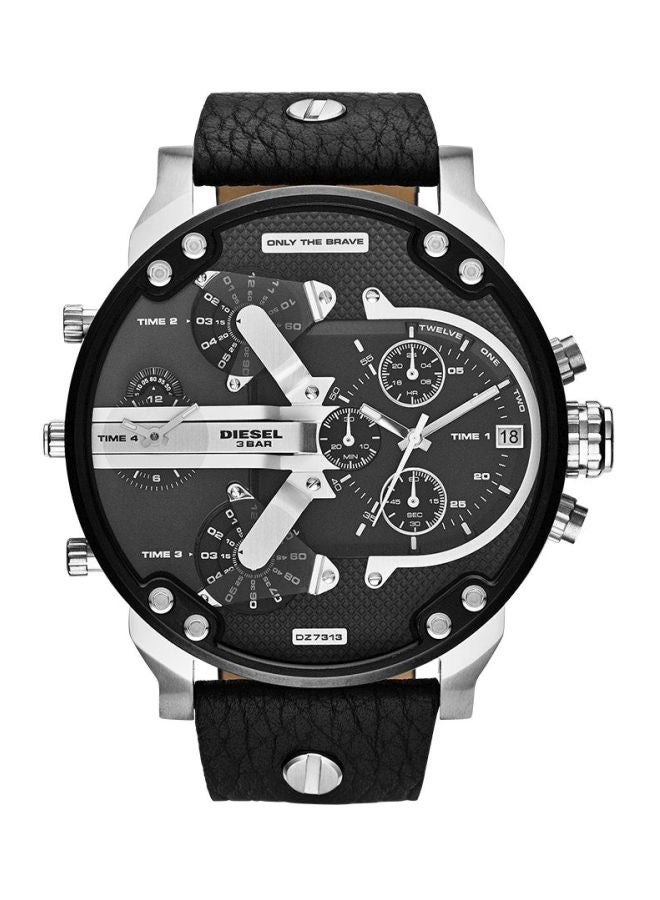men Water Resistant Leather Chronograph Watch DZ7313