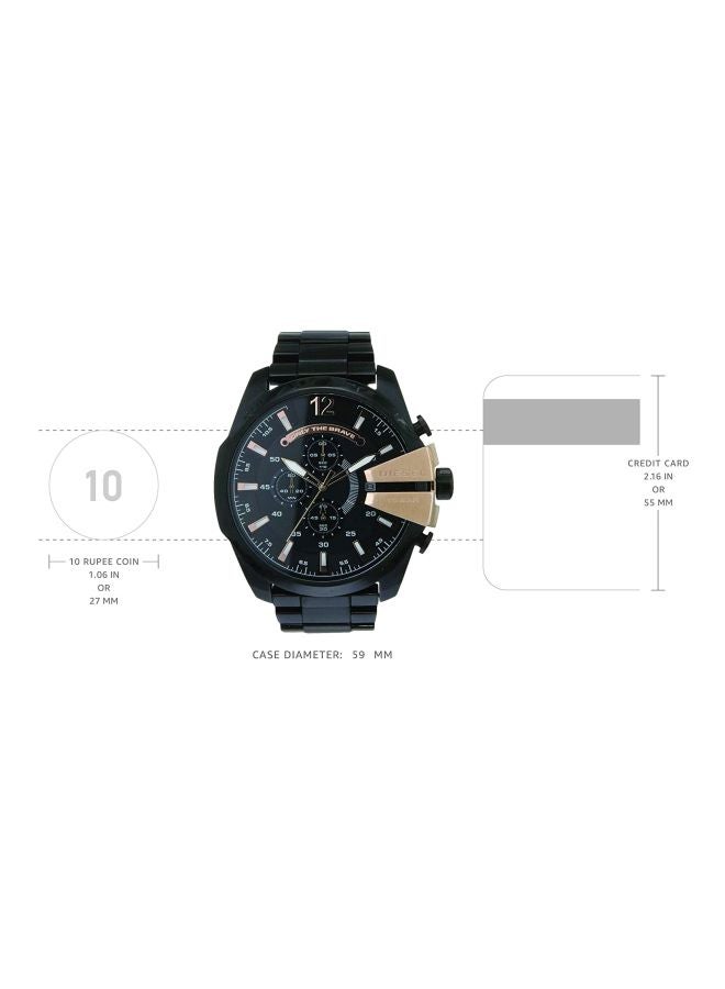 Men's Chi Round Shape Stainless Steel Chronograph Wrist Watch 59 mm - Black - DZ4309