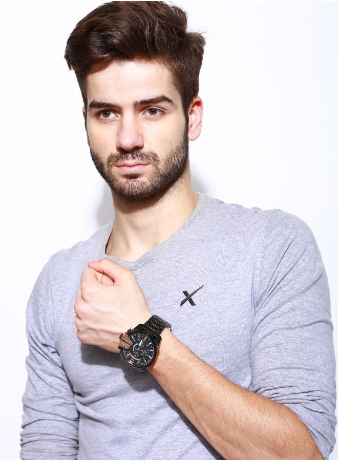 Men's Chi Round Shape Stainless Steel Chronograph Wrist Watch 59 mm - Black - DZ4309