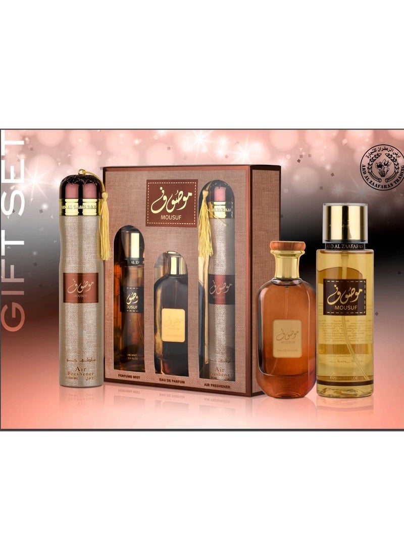 Mousuf Men & Women Gift Set Edp 100ml, Body Mist  250ml, Air Freshener 300ml