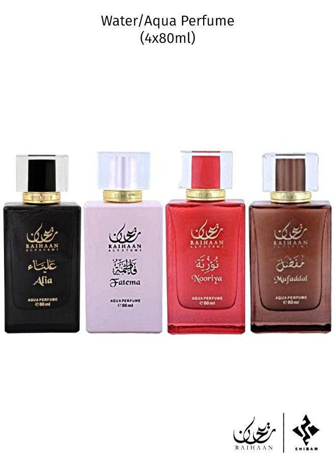 Non Alcoholic Water Perfumes 80ml Unisex – Perfumes Gift Set – (Pack of 4)