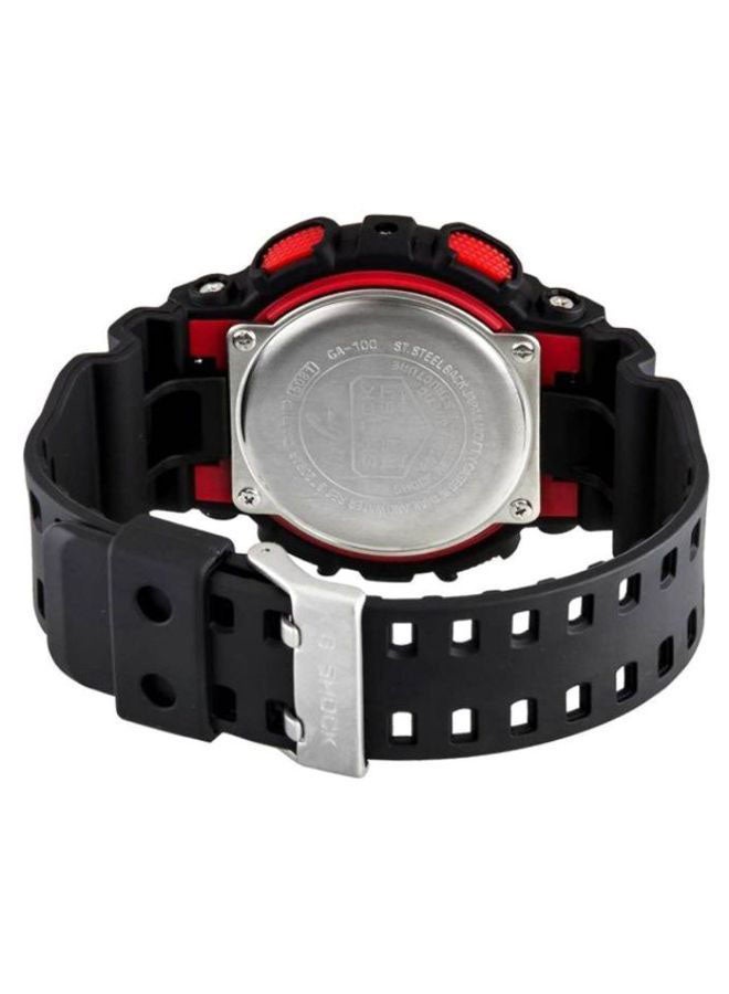 Men's Round Shape Rubber Strap Analog & Digital Wrist Watch 51 mm - Black - GA-100-1A4DR