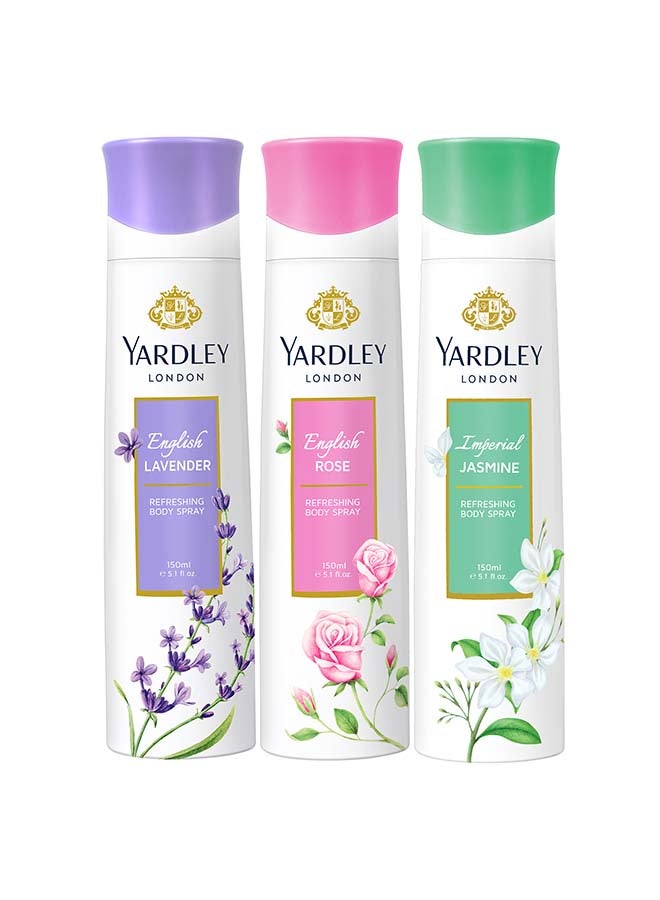 English Lavender Gift Set (English Lavender 150ml, English Rose 150ml & Imperial Jasmine 150ml)