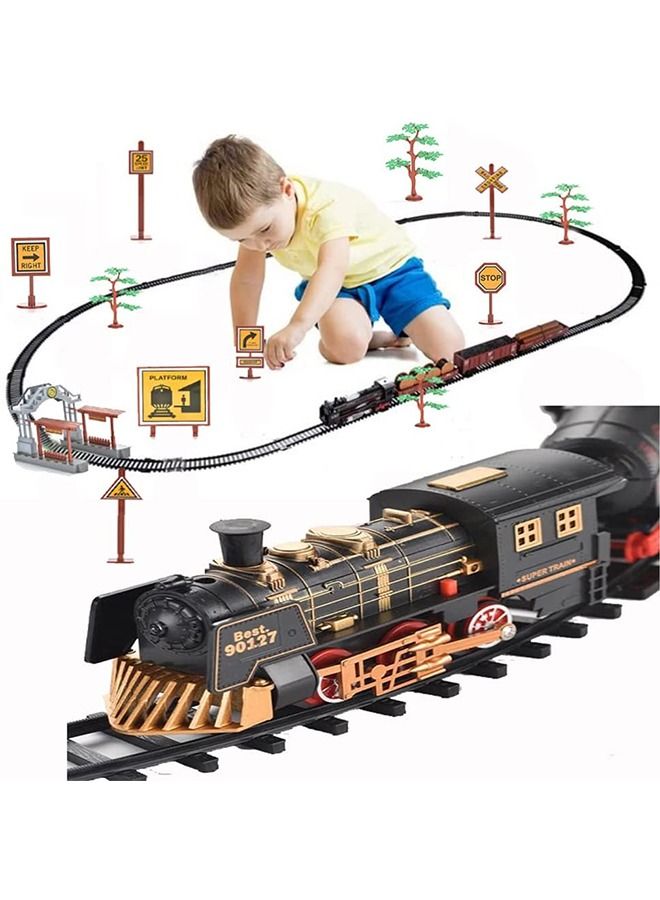 Electric Track Train with Lights and Sound Set for Kids