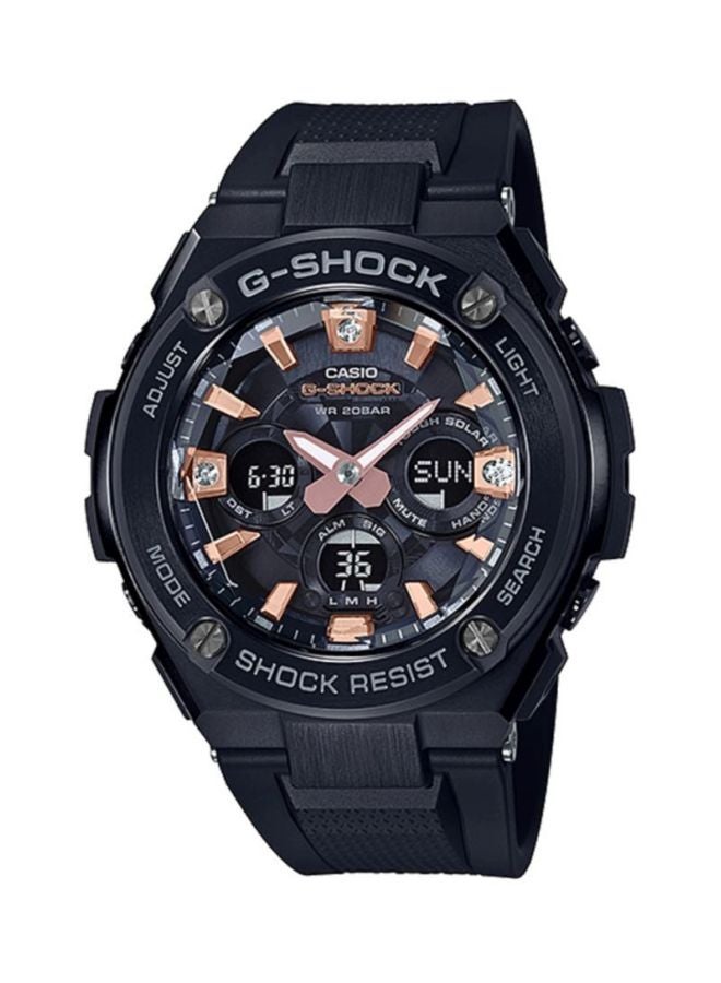 men Round Shape Resin Band Analog & Digital Wrist Watch 49 mm - Black - GST-S310BDD-1ADR