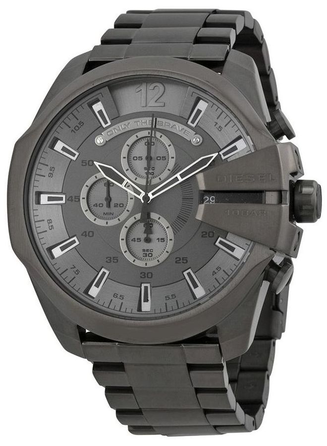 Men's Mega Chief Round Shape Stainless Steel Chronograph Wrist Watch 49 mm - Black - DZ4282